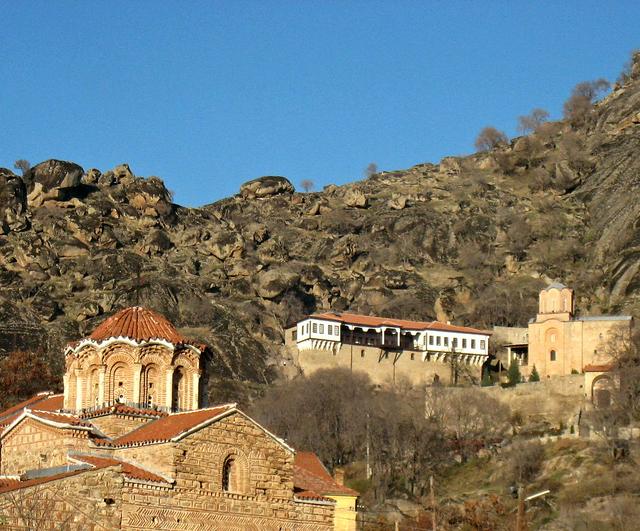 Varoš Monastery into the rocky mountain with the Church of St Demetrius in the foreground